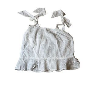 NWOT Sim & Sam Crop Top White Eyelet with Shoulder Ties Medium